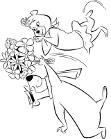 A coloring page of yogi bear